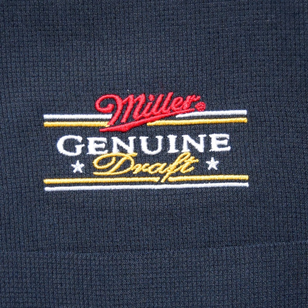 Vintage 90s Miller Genuine Draft Beer Men's Large Vantage Black Camp Work Shirt - Picture 3 of 11